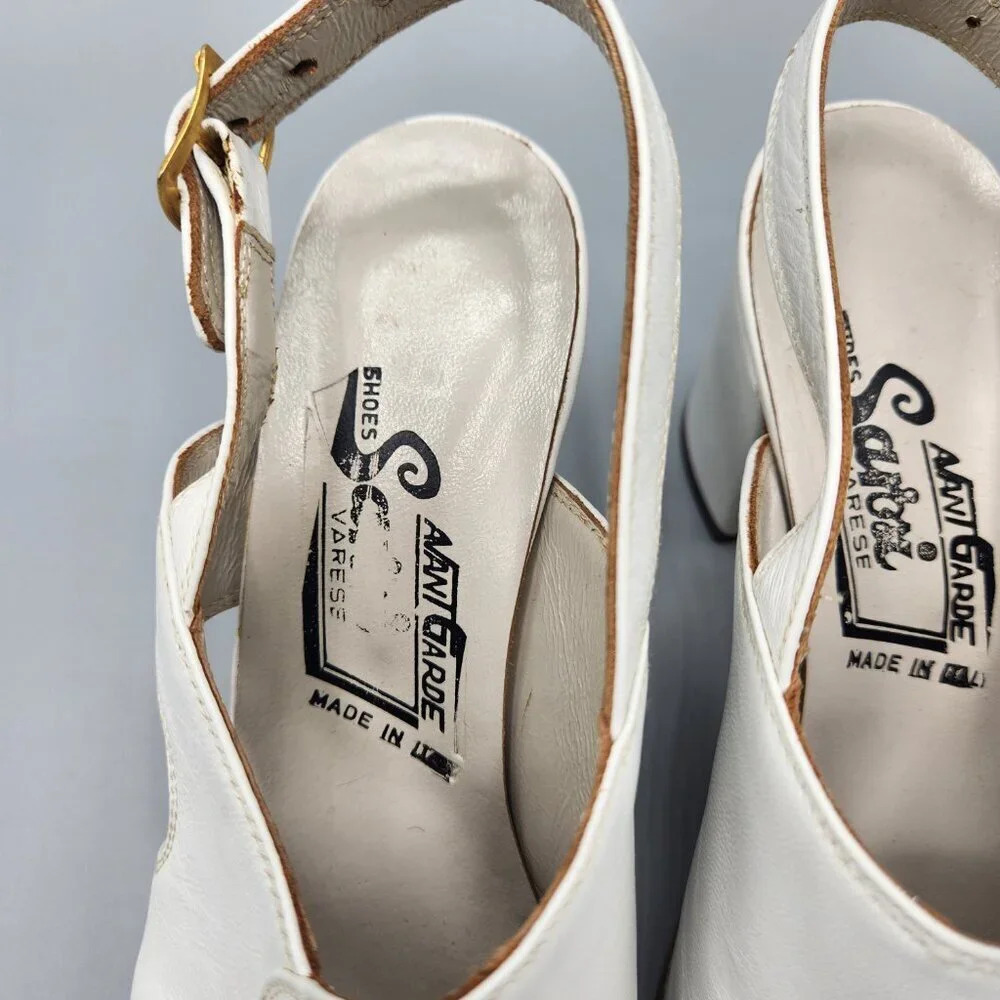 Vintage Closed Toe Heels White Italy  Size 6 - Picture 4 of 12
